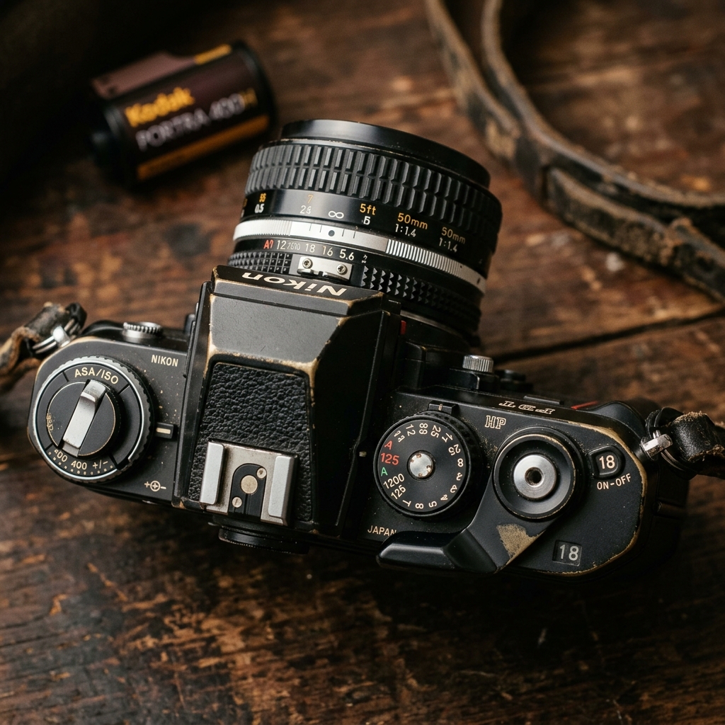 Chi tiết Nikon F3T - Mặt trên hiển thị các núm chỉnh